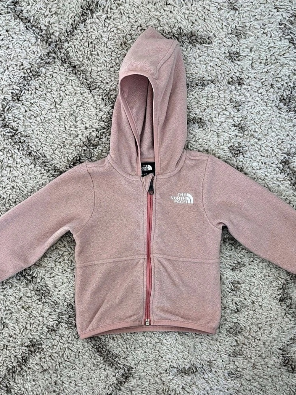 The North Face Baby Girls Pink Fleece Hooded Jacket – 12–18M